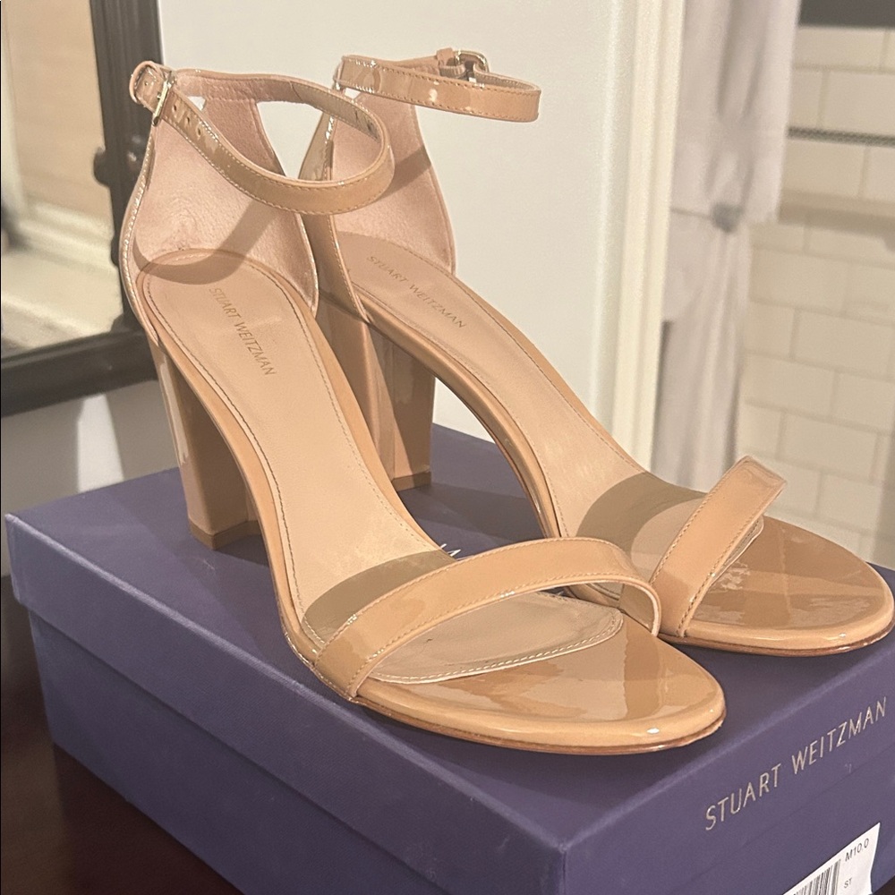 Stuart Weitzman Nude Ankle Strap Heels